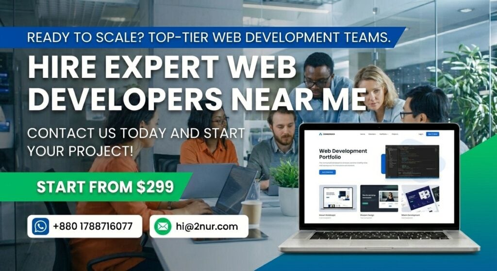 Professional web developers building custom, responsive, and SEO-friendly websites for businesses looking to hire web developers.