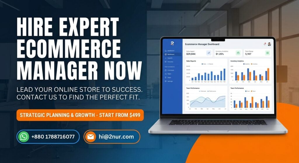 Experienced ecommerce manager analyzing sales performance, managing online store operations, and optimizing digital commerce strategies.