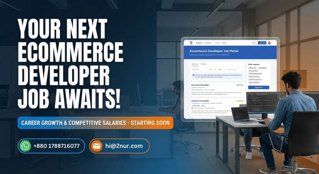 Professional ecommerce developer working on online store development projects while exploring ecommerce developer job opportunities.