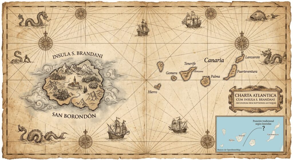 Mapa histórico que ubica la mítica isla de San Borondón
