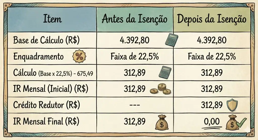 Isenção imposto de renda comparativo