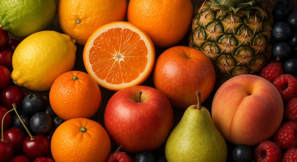 bergamot,lemon,orange,mandarin,grapefruit,apple,peach,pear,pineapple,blackcurrant