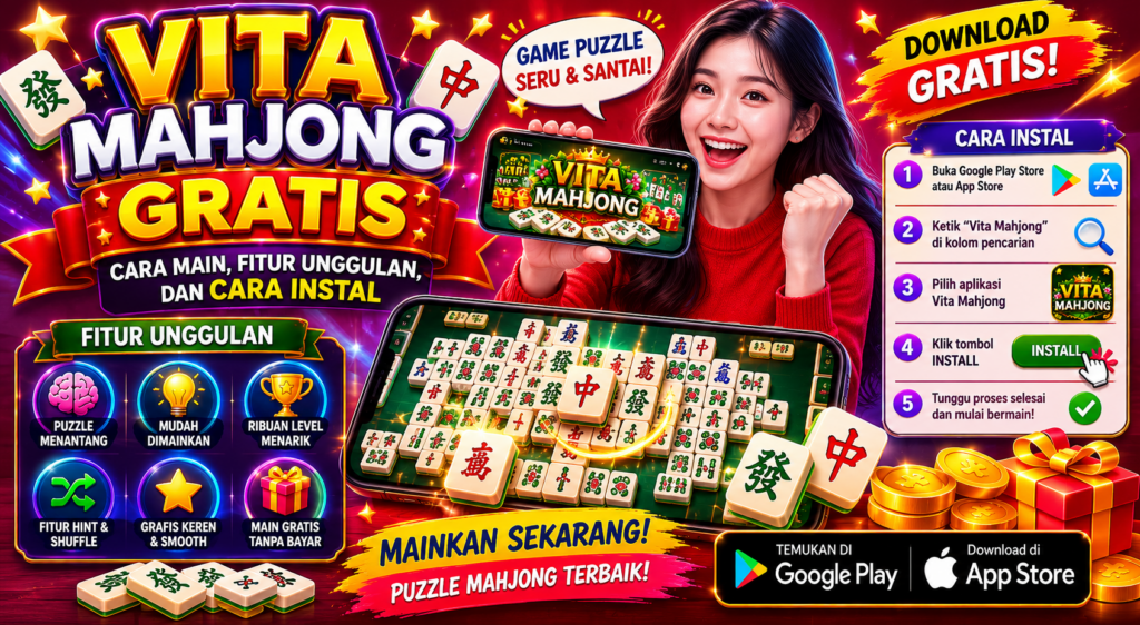 Vita Mahjong Gratis | Cara Main, Fitur Unggulan, dan Cara Instal