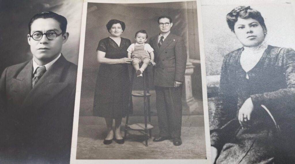 Familjebilder på Tian Shui Manuel Rodriguez: farmor och far (Hua'er Dai/kinesisk mestis) samt Tian Shui som barn med sina föräldrar. Bevis på asiatiskt arv och kulturell bakgrund