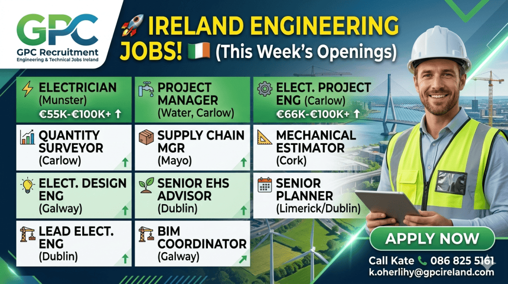 Ireland Engineering Jobs 2026 | GPC High Salary Vacancies | Electrician ...
