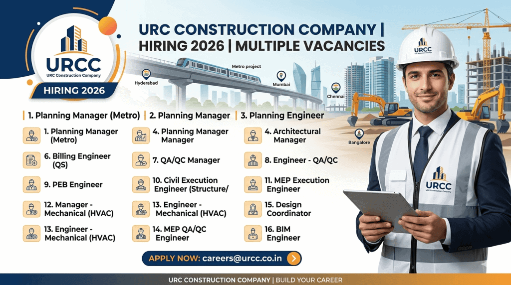 URC Construction Hiring 2026 | Engineering Jobs in India | Civil, MEP ...