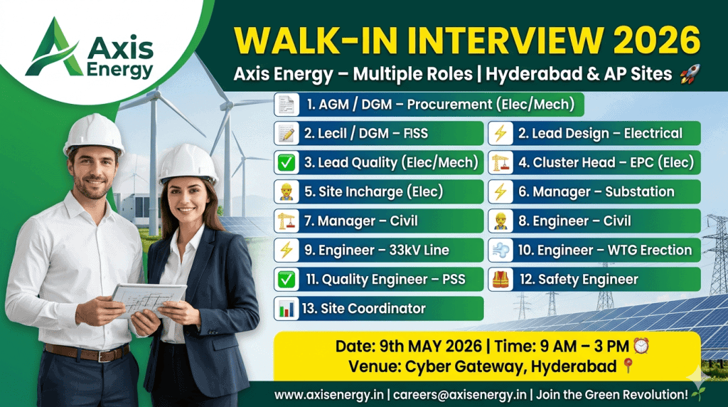 Axis Energy Walk-In Interview 2026 in Hyderabad | Multiple Engineering ...