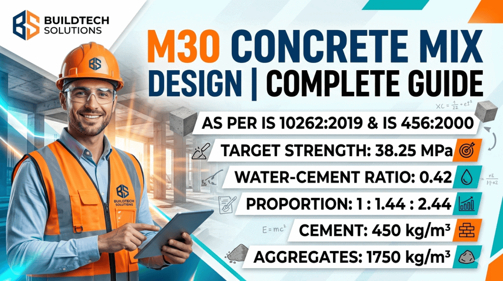 M30 Concrete Mix Design as per IS 10262:2019 & IS 456:2000 – Complete ...