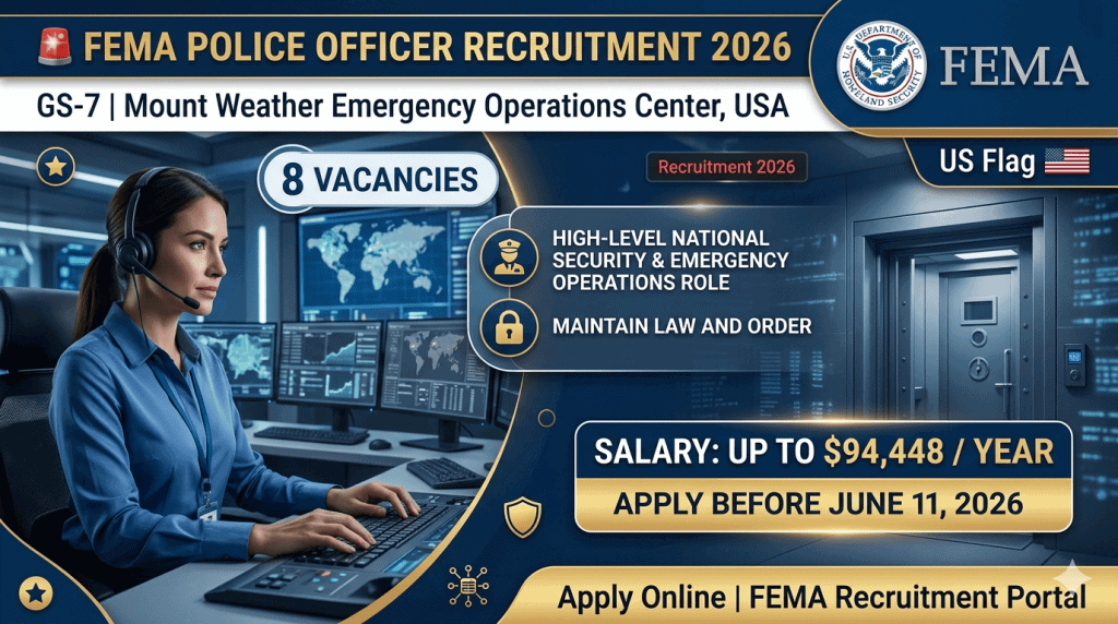 🚨 FEMA Police Officer (GS-7) Recruitment 2026 – 8 Vacancies at Mount ...