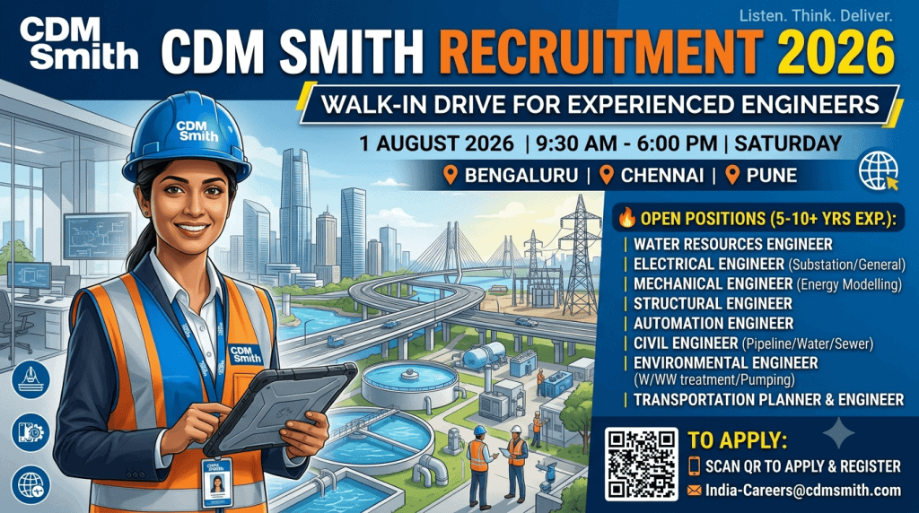 CDM Smith Recruitment 2026 | Walk-In Drive for Civil, Electrical ...