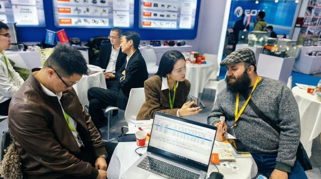 The team and the client engaged in in-depth technical discussions at the table.