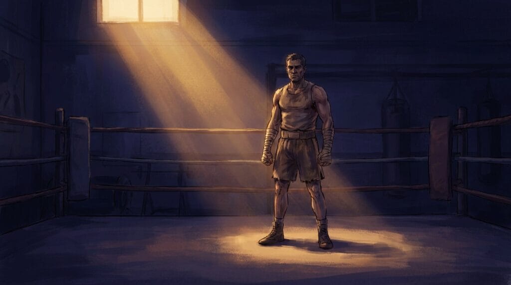 Como se tornar mais confiante: por que esperar a confiança pode estar te impedindo de agir 4 Boxer standing in boxing ring 202609031554