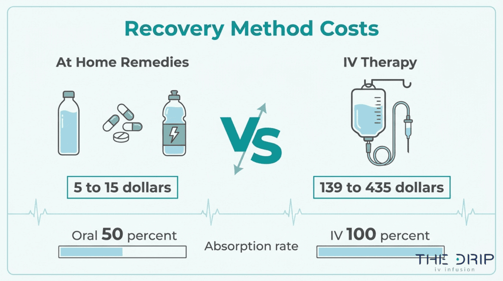Recovery method cost comparison between at-home remedies and IV therapy