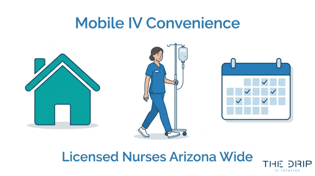 Mobile IV therapy nurse providing at-home infusion convenience with flexible scheduling across Arizona