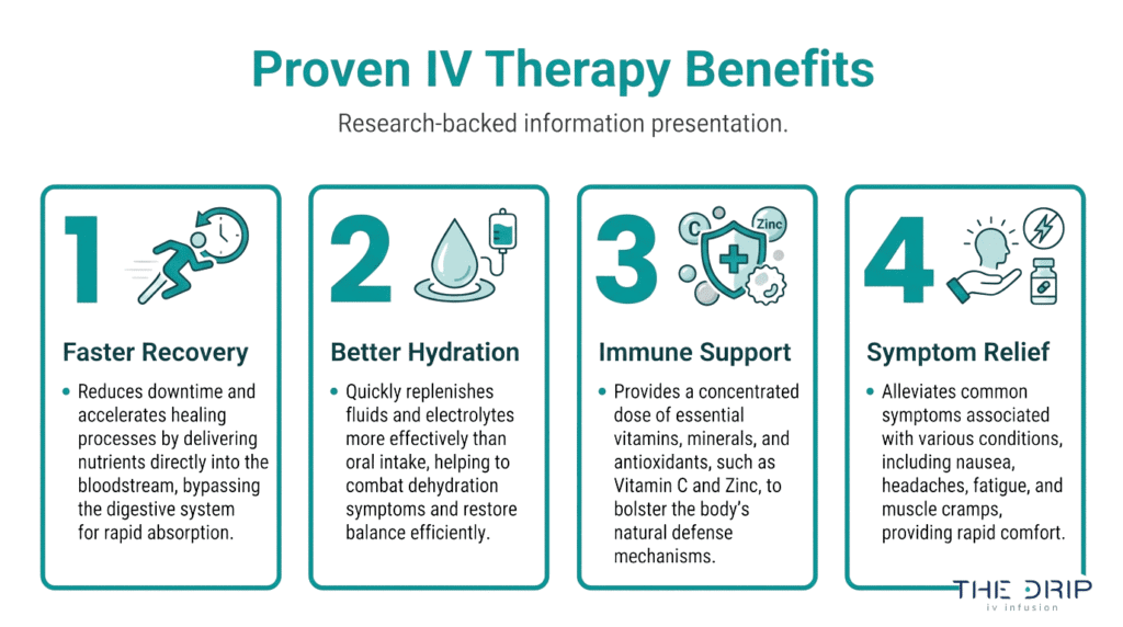 Proven IV therapy benefits for cold and flu support, including faster recovery, hydration, immune support, and symptom relief