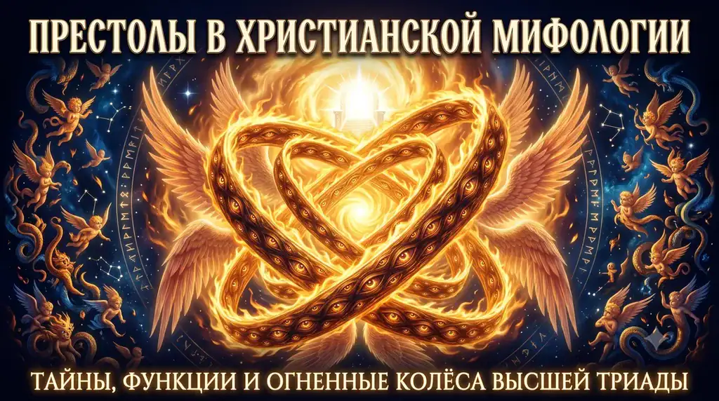 Обложка Престолы в христианской мифологии с огненным колесом и глазами.