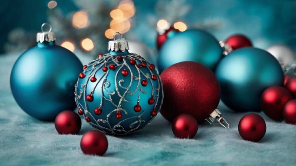 Christmas 2024 Color Trends For Your Home - Soft shades of blue mixed with cherry red and teal