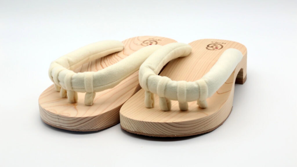 Top view of GETALS ergonomic hinoki wooden sandals