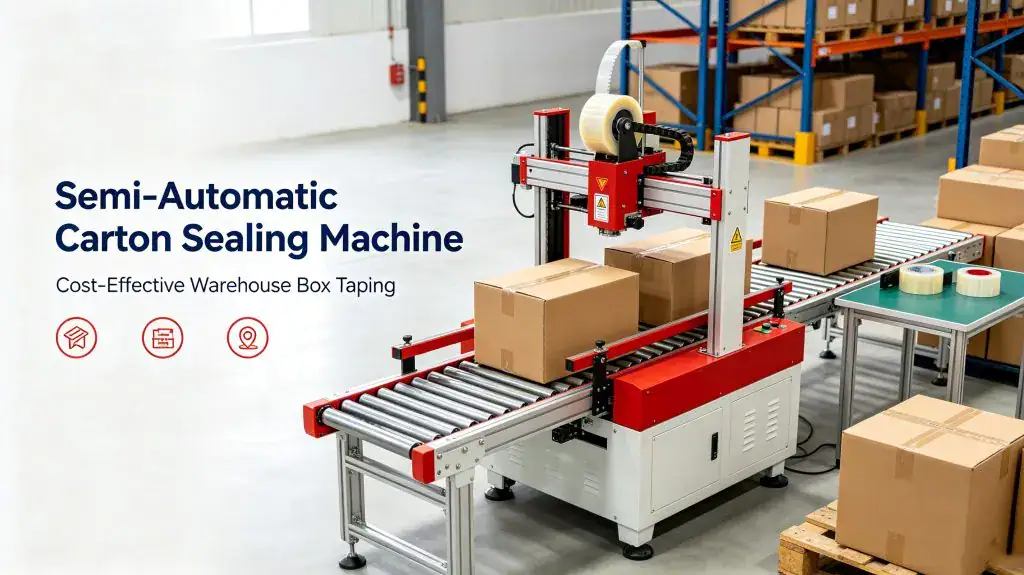 Semi-Automatic Carton Sealing Machine — Cost-Effective Warehouse Packaging Equipment for E-Commerce & Logistics