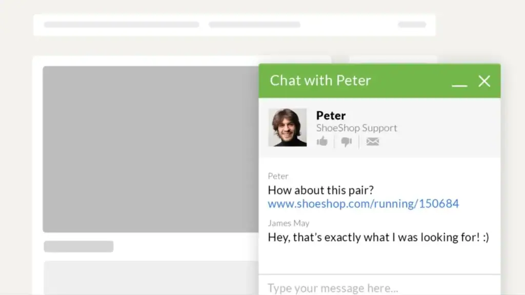 Example of a live chat pop-up.
