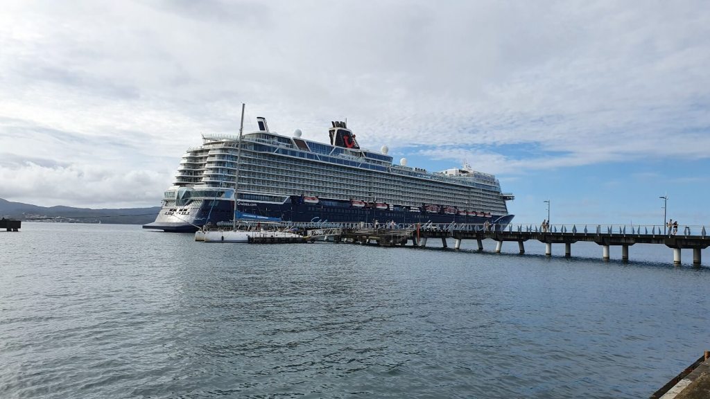 Mein Schiff 2 im Hafen von der Fähre