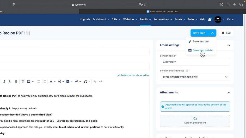 Save and Publish