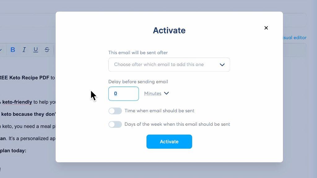 set the delay of your email