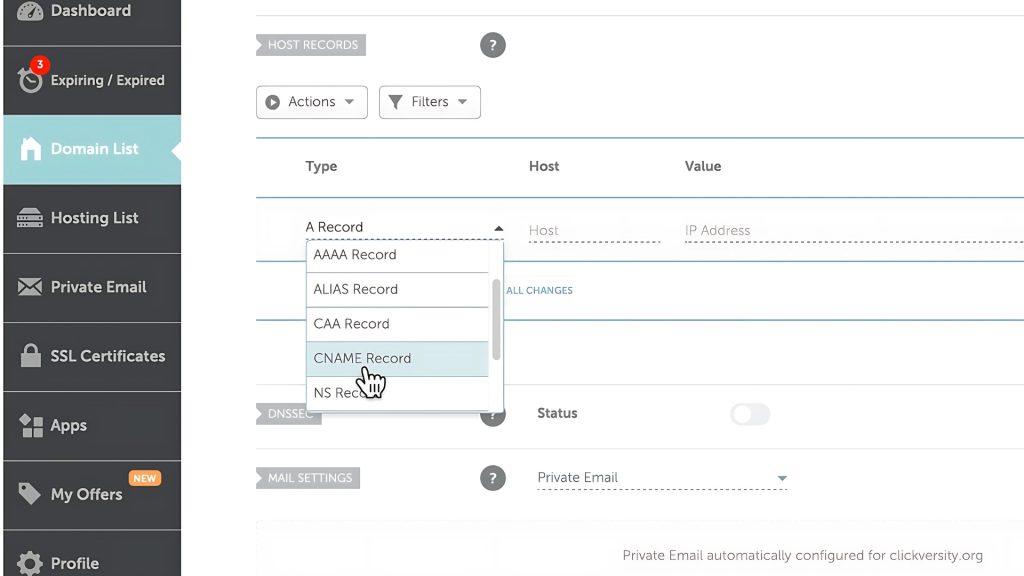 Namecheap CNAME Record