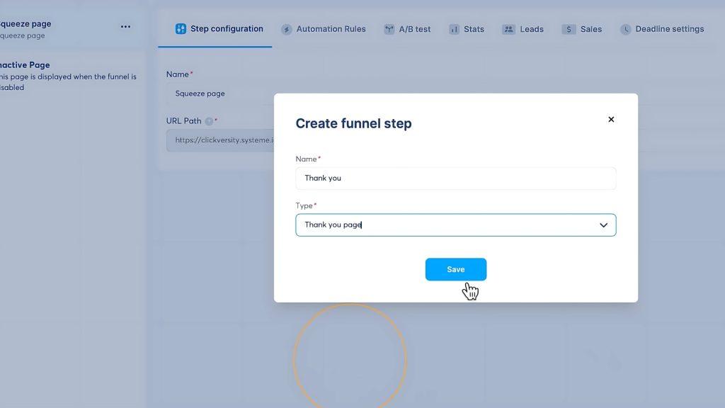 creating a thank you page in systeme.io