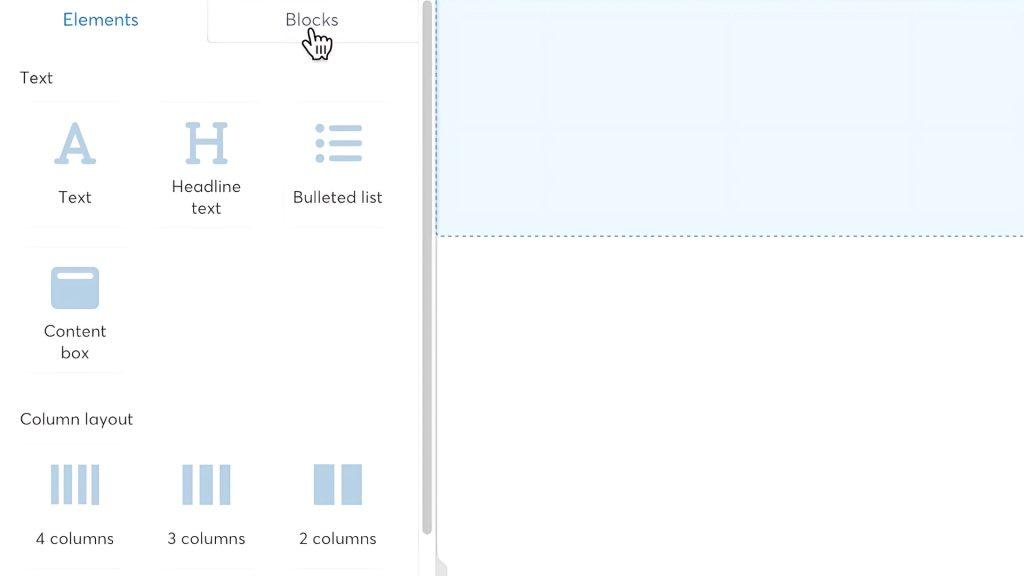 systeme.io blocks tab