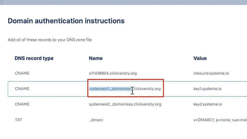For Host, copy only the part before your domain
