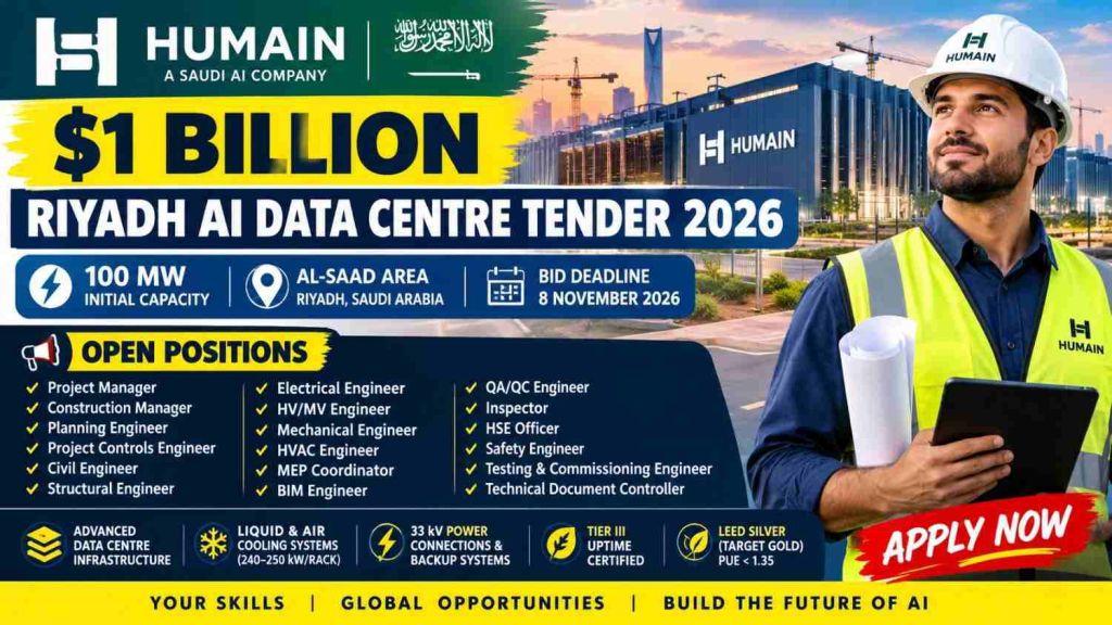 HUMAIN $1 Billion AI Data Centre Tender 2026 | 100 MW Riyadh Project ...