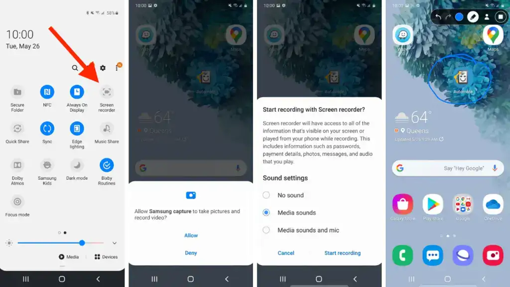 screen record on Android Samsung OneUI