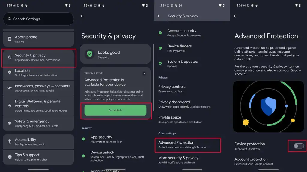 anable Android 16 Advanced Protection feature