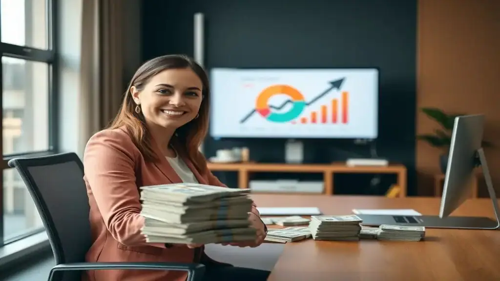 Mujer exitosa en oficina moderna