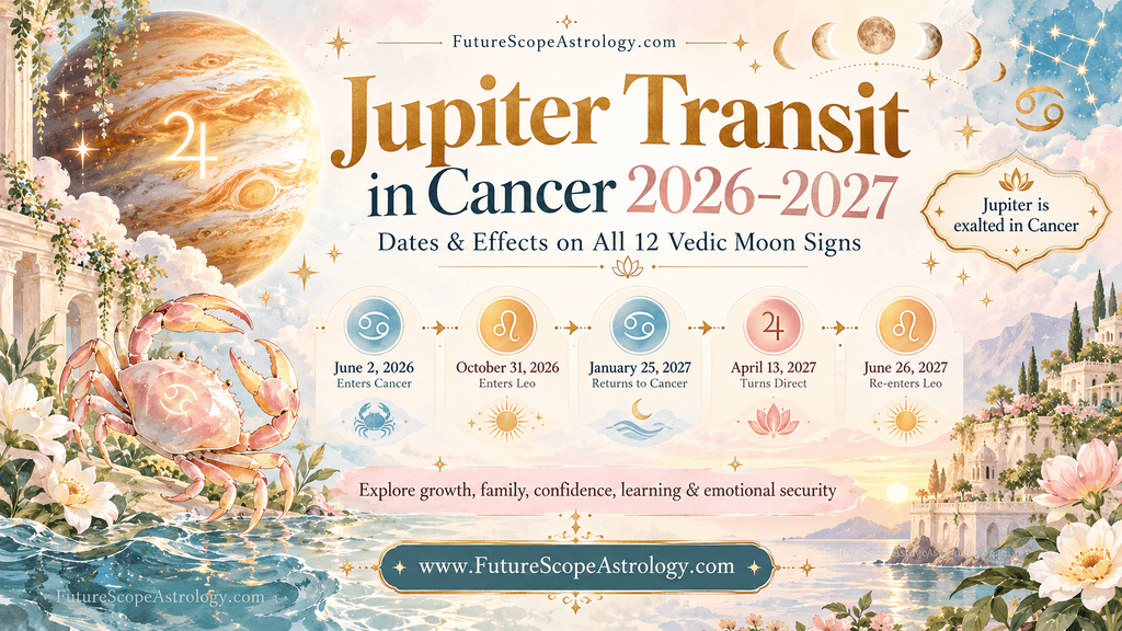 Jupiter Transit in Cancer 2026–2027: Dates & Effects on All 12 Vedic Moon Signs