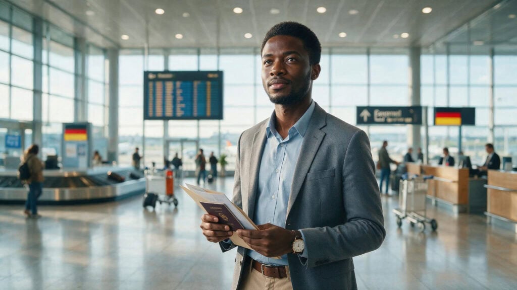 Nigerian professional arriving in Germany on the germany job seeker visa nigeria route in 2026