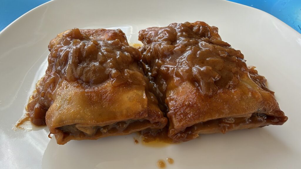 Maultaschen mit Zwiebelsoße als Mikrowellen-Fertiggericht vom Metzger Schneider