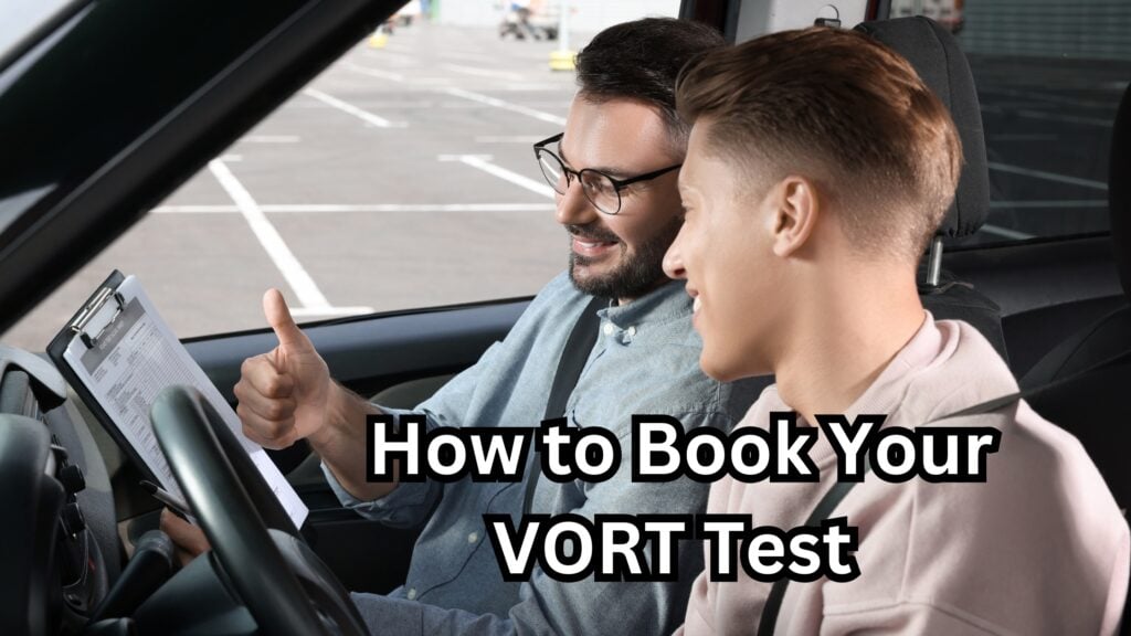 1. A step-by-step guide on how to book your VORT test efficiently and effectively. 2. Visual instructions for booking your VORT test, ensuring a smooth and straightforward process. 3. An informative graphic detailing the process of scheduling your VORT test with ease.