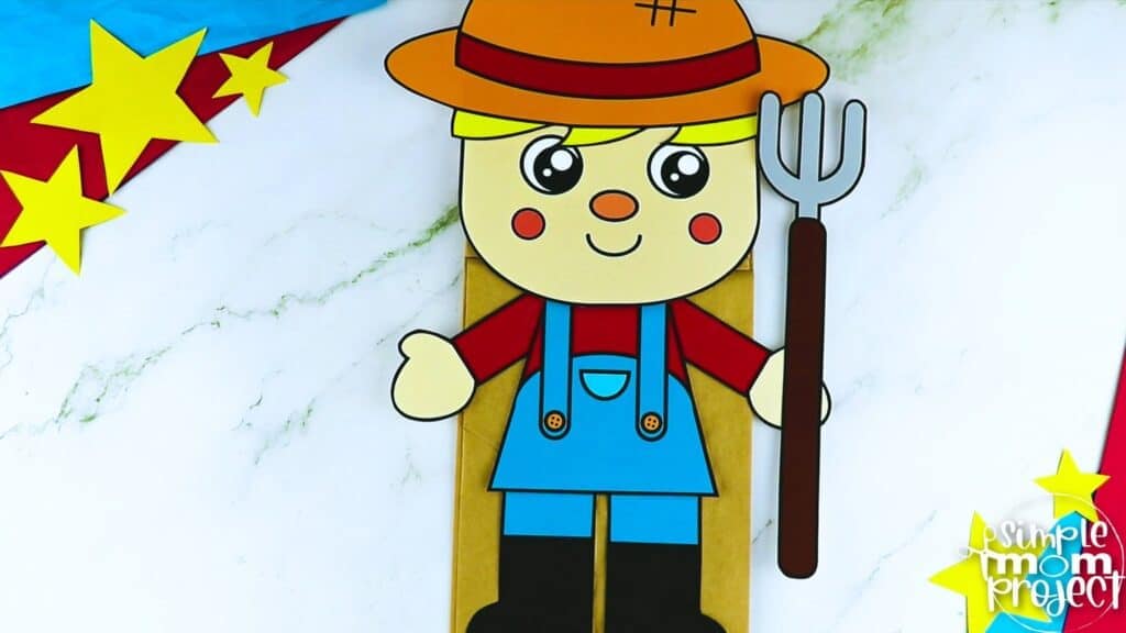 farmer paper bag puppet