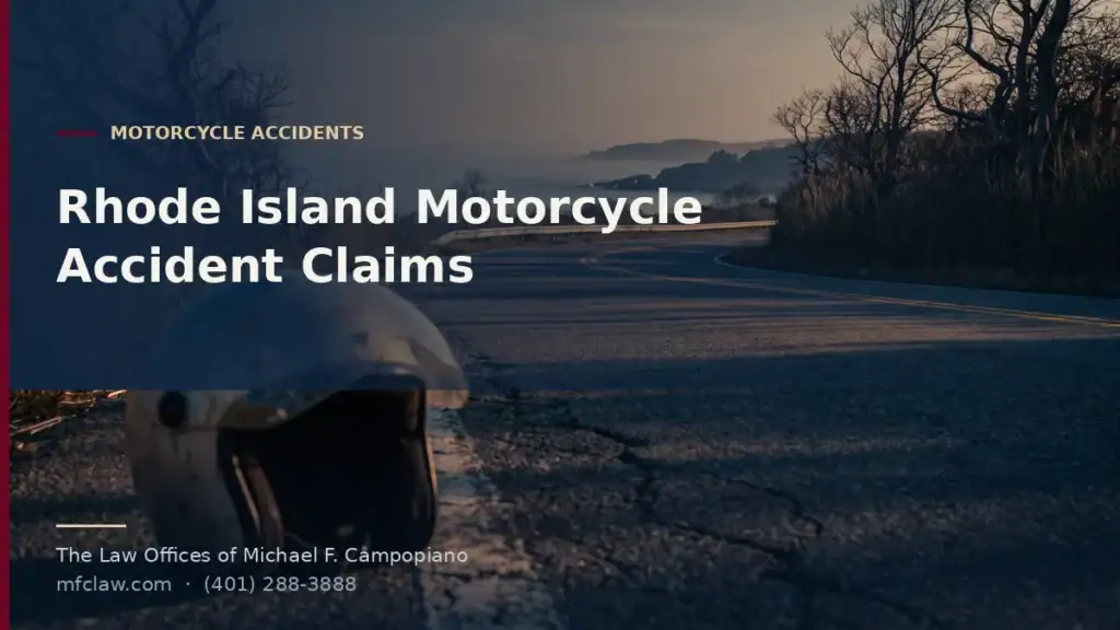 Quiet coastal Rhode Island road at golden hour with a motorcycle helmet on the shoulder