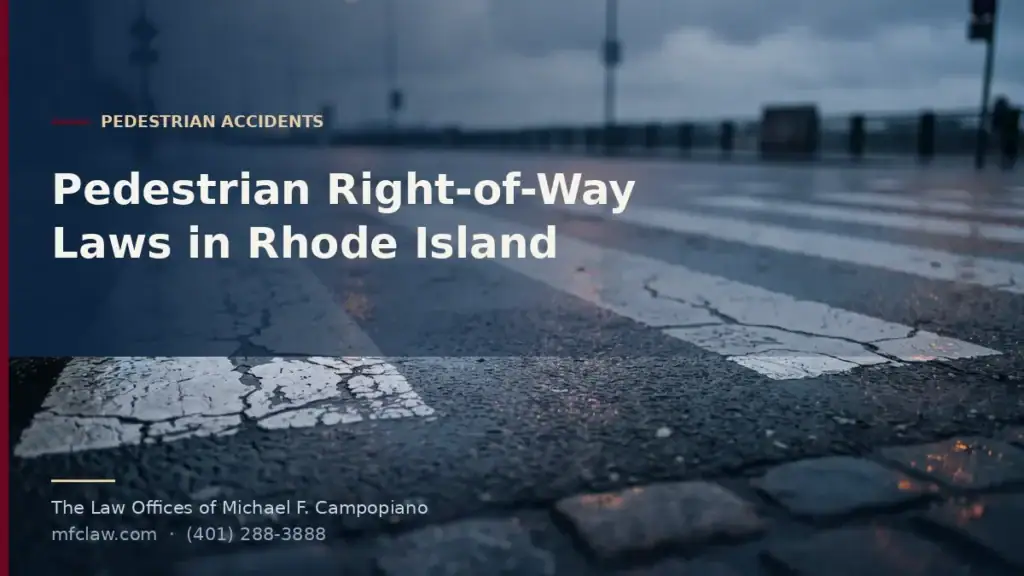 Worn crosswalk markings on wet city asphalt representing pedestrian right of way