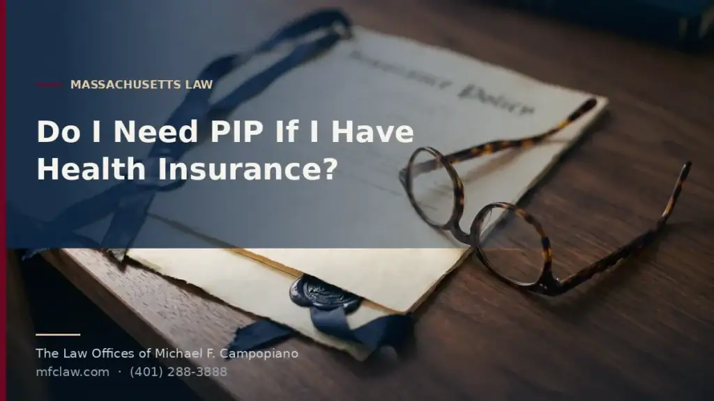 Massachusetts insurance policy document and reading glasses on a desk