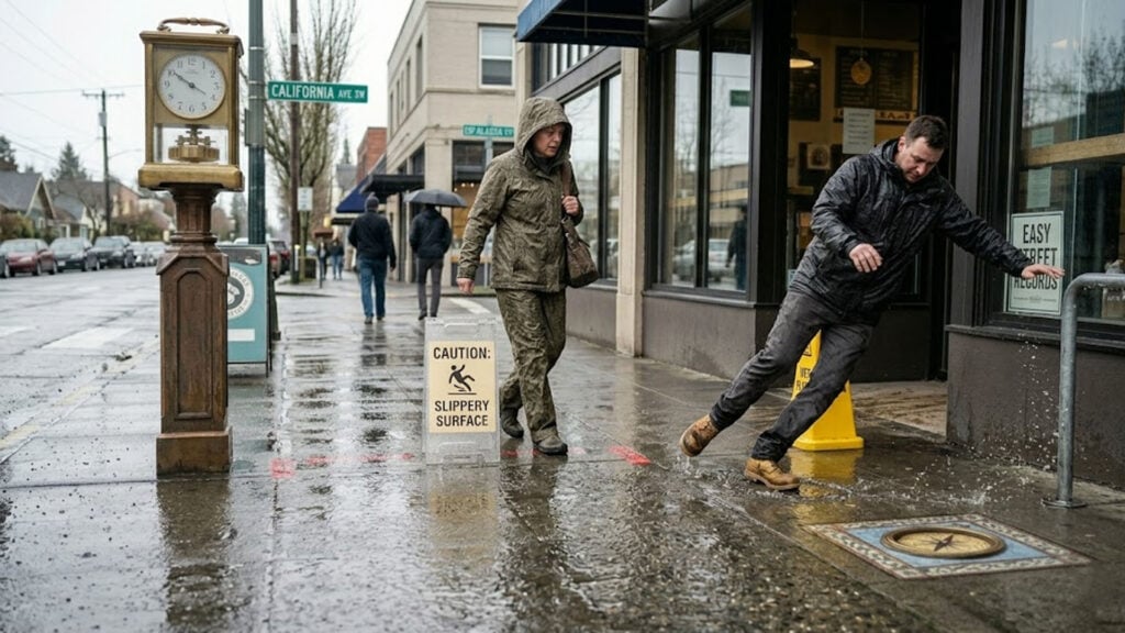Slip and fall hazard outside West Seattle commercial property