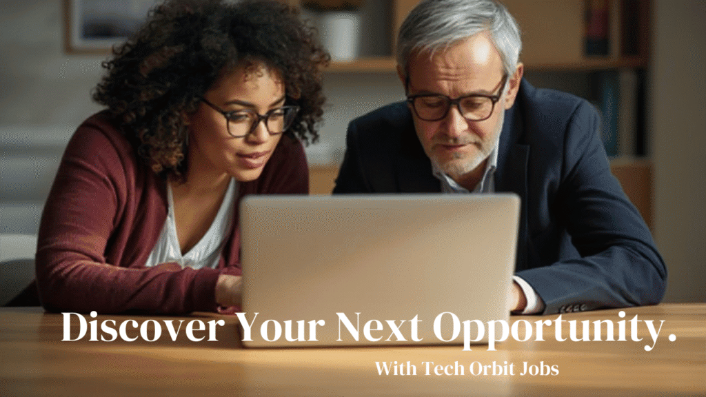 "Job seekers reviewing technology job openings on Tech Orbit Jobs platform"