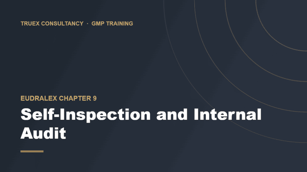 Cover image for the GMP training course "Self-Inspection and Internal Audit in GMP Environments" by Truex Consultancy
