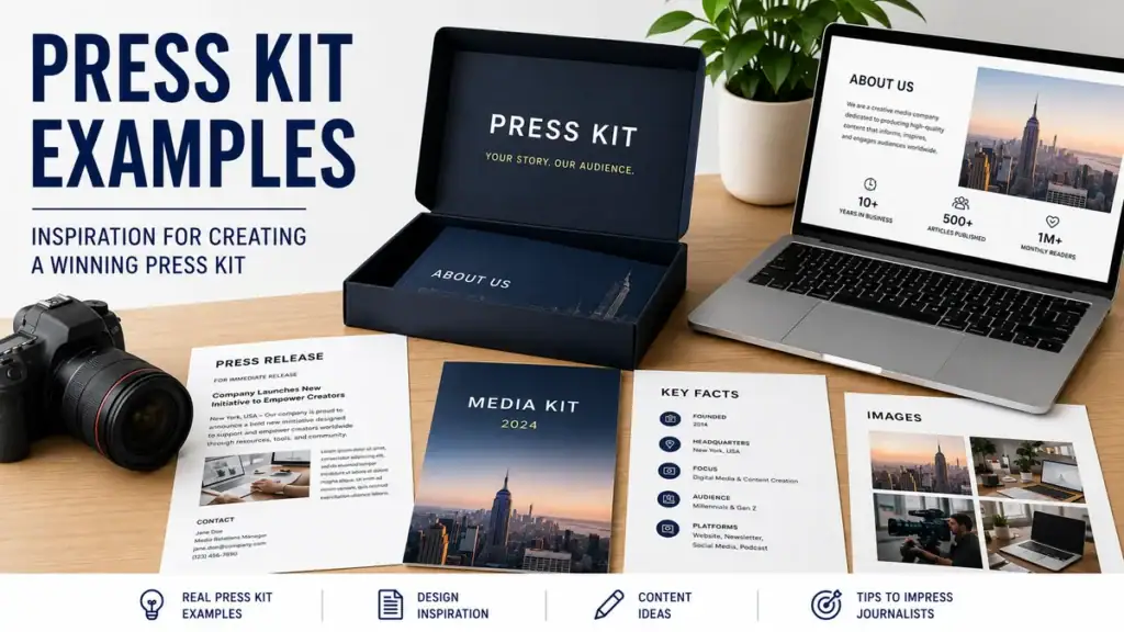 Professional digital press kit with media assets and company information