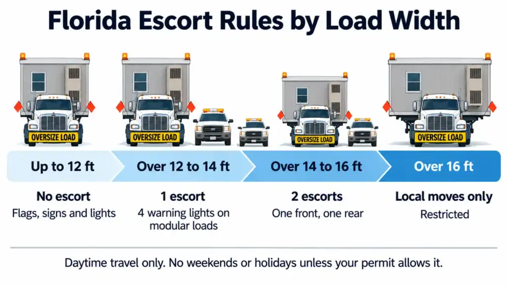 Florida escort rules by load width Florida modular building transport permits – escort rules by load width