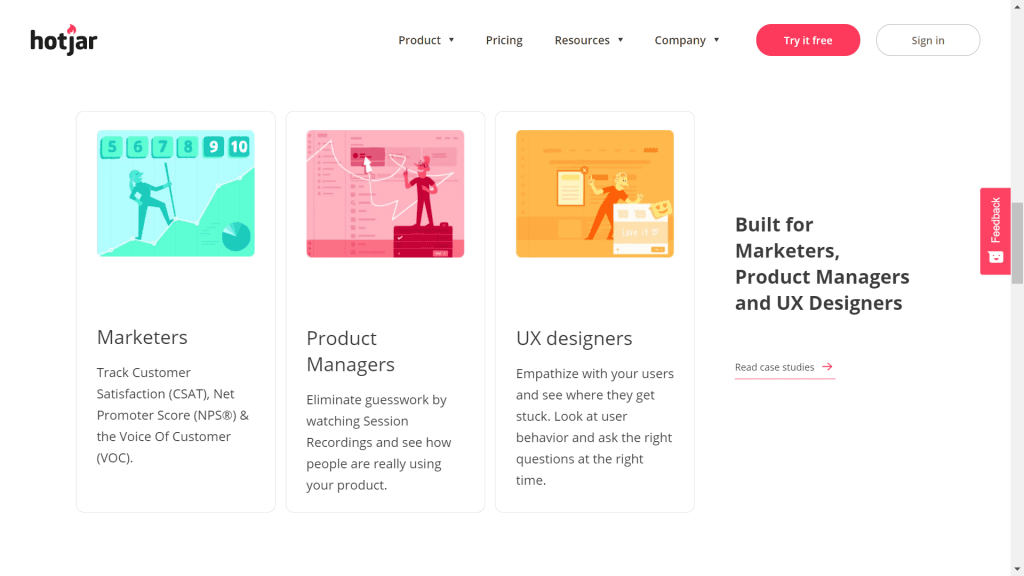 Hotjar software - growth marketing tools Instamojo