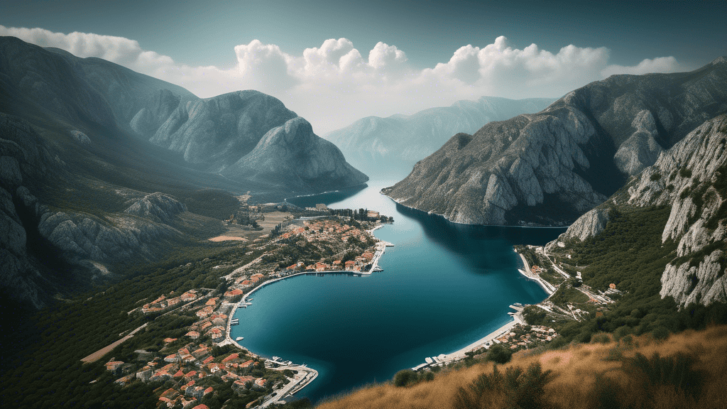 A captivating image that showcases the breathtaking natural beauty of Montenegro, revealing its hidden gems. The image should encompass the country's diverse landscapes, from its towering mountains to